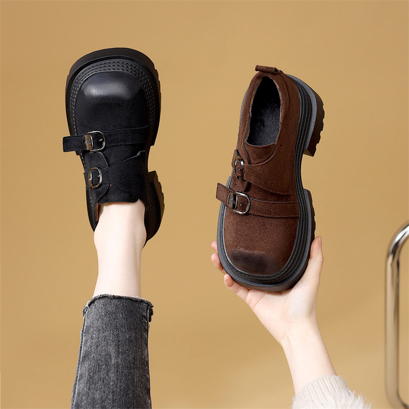 厚底勃肯乐福鞋女2026春季新款百搭休闲单鞋增高小个子复古小皮鞋,女鞋,乐福鞋（豆豆鞋）,淘宝优惠券,粉丝福利购,淘宝优惠卷