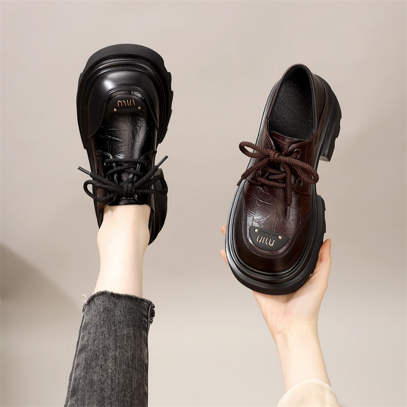 厚底小个子乐福鞋女2026新款春季高跟系带单鞋软底增高复古小皮鞋,女鞋,乐福鞋（豆豆鞋）,淘宝优惠券,粉丝福利购,淘宝优惠卷