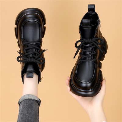 古兹曼橡胶短靴松糕跟马丁靴英伦