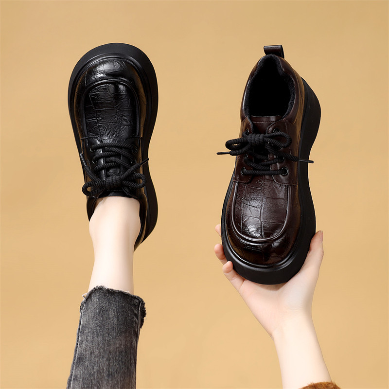 厚底增高乐福鞋女2025冬季新款百搭显瘦小个子单鞋黑色加绒小皮鞋,女鞋,乐福鞋（豆豆鞋）,淘宝优惠券,粉丝福利购,淘宝优惠卷