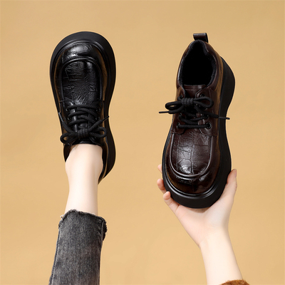 古兹曼厚底系带复古乐福鞋