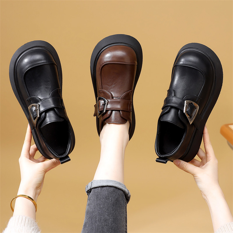 厚底时尚乐福鞋女2026春季新款复古黑色一脚蹬显瘦增高小皮鞋小码,女鞋,乐福鞋（豆豆鞋）,淘宝优惠券,粉丝福利购,淘宝优惠卷