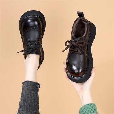 系带松糕底乐福鞋古兹曼韩版