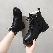 雪地靴女显脚小2025年冬季 防水保暖马丁靴小码 新款 加绒加厚棉鞋