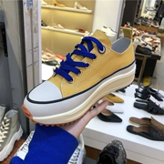 Hàn Quốc Dongdaemun mua sắm giày nữ 2019 mùa thu mới khâu màu phù hợp với ren thấp để giúp giày đế bệt thoải mái - Giày cắt thấp