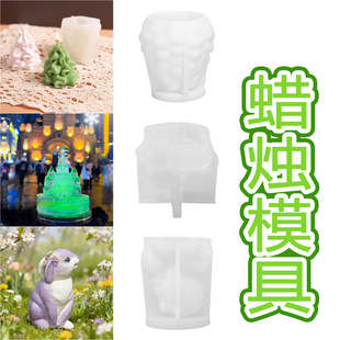 立体旋转木马蜡烛模具圣诞松果九尾狐兔子模型diy冰灯文创模具