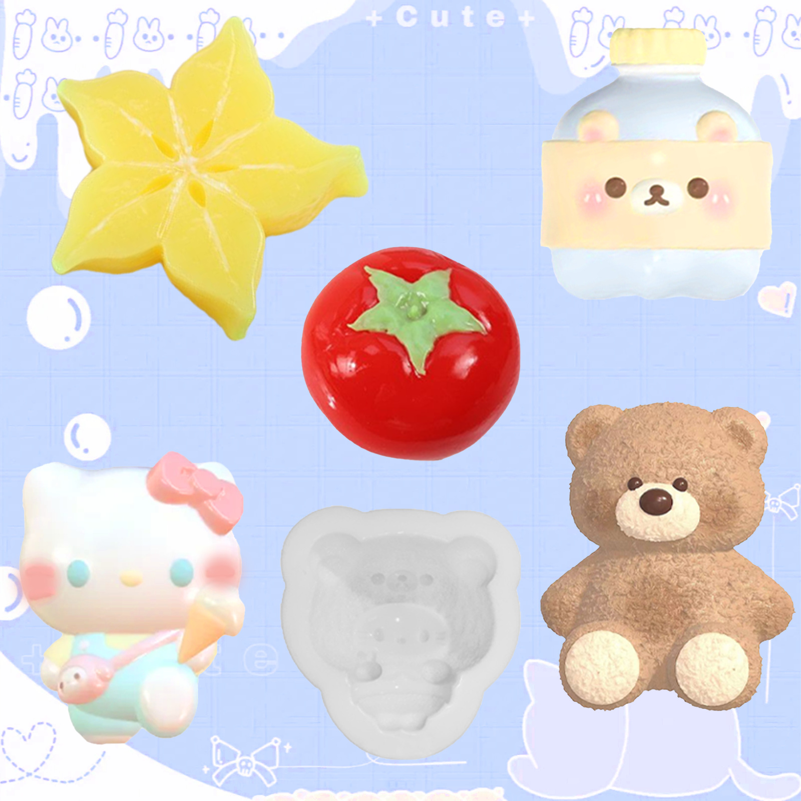 仿真番茄杨桃水果捏捏模具DIY创意捏捏乐耐高温硅胶模具