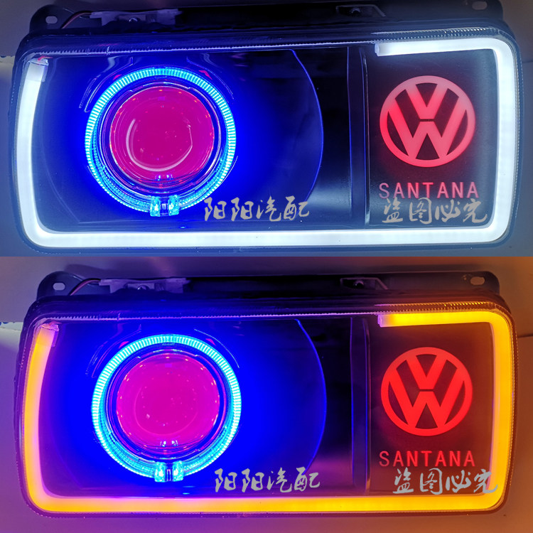 适用于普桑/桑旅前大灯总成改装透镜天使眼日行兰博基尼尾灯LED