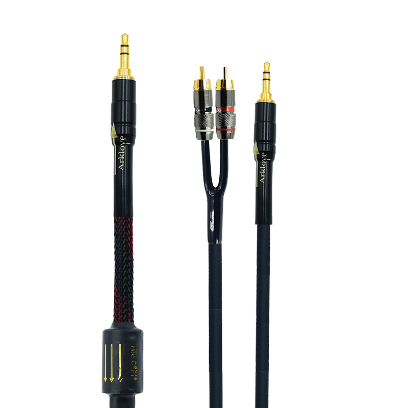功放aux音响线 3.5转双RCA和电脑连两组音箱音频线 3.5mm转莲花