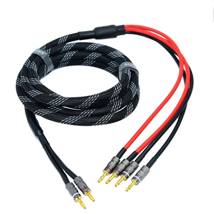 发烧级功放连接双音箱线中高音分频2分4香蕉头公一分二4mm二分四