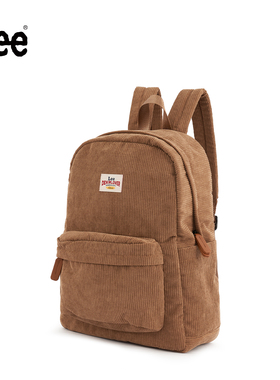 Lee 男女复古灯芯绒双肩包书包通勤电脑包旅行背包
