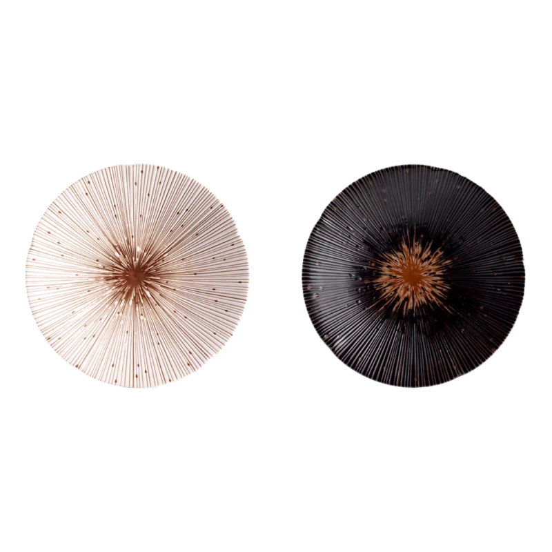 日本进口千段十草陶瓷餐具单只日式复古深盘菜盘条纹大盘小钵中钵