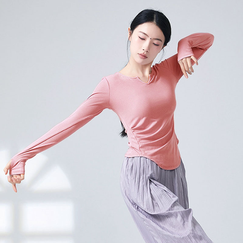 金舞门清仓V领修身长袖练功服图片