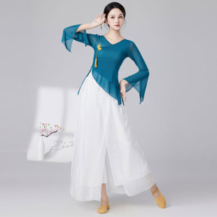 古典舞飘逸纱衣身韵新款演出服女民族风仙女基训练功服舞蹈上衣女