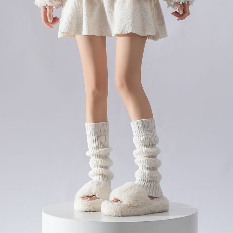 秋冬季加厚保暖毛线学生及膝腿套