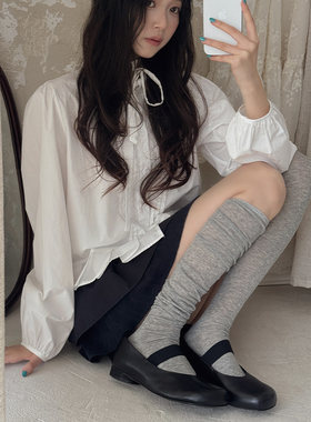 韩版温柔白色系芭蕾风薄款长筒袜