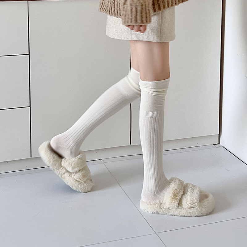 日系纯欲芭蕾风黑灰色学生高筒袜