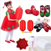 猫爪鞋 表演舞台鞋 红灯笼手绢 帆布拉丁舞鞋 儿童舞蹈演出专用舞蹈鞋