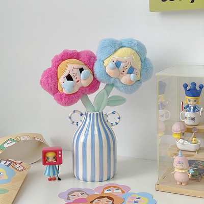 哭娃花束陶瓷花瓶桌面装饰摆件