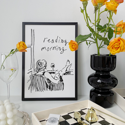 ins北欧简约风插花线条装饰画