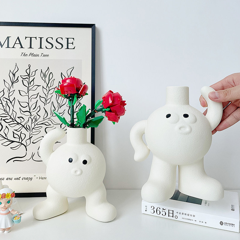 ins陶瓷桌面玄关大脚丫花瓶摆件