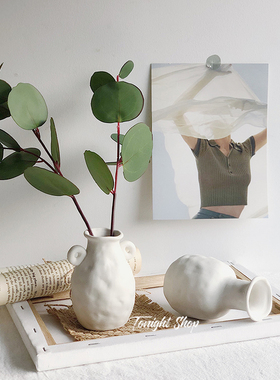 迷你素胚白色陶瓷花瓶ins冷淡风简约家居装饰品桌面摆件拍照道具