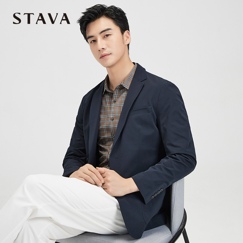 斯得雅白色平驳领西服外套男士