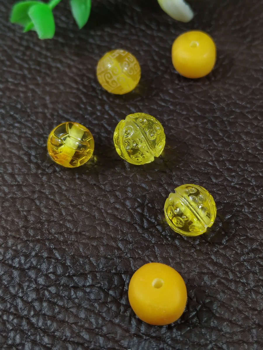 天然原矿琥珀蜜蜡小配珠富甲瓜珠莲花云纹回纹老型DIY手串108配件