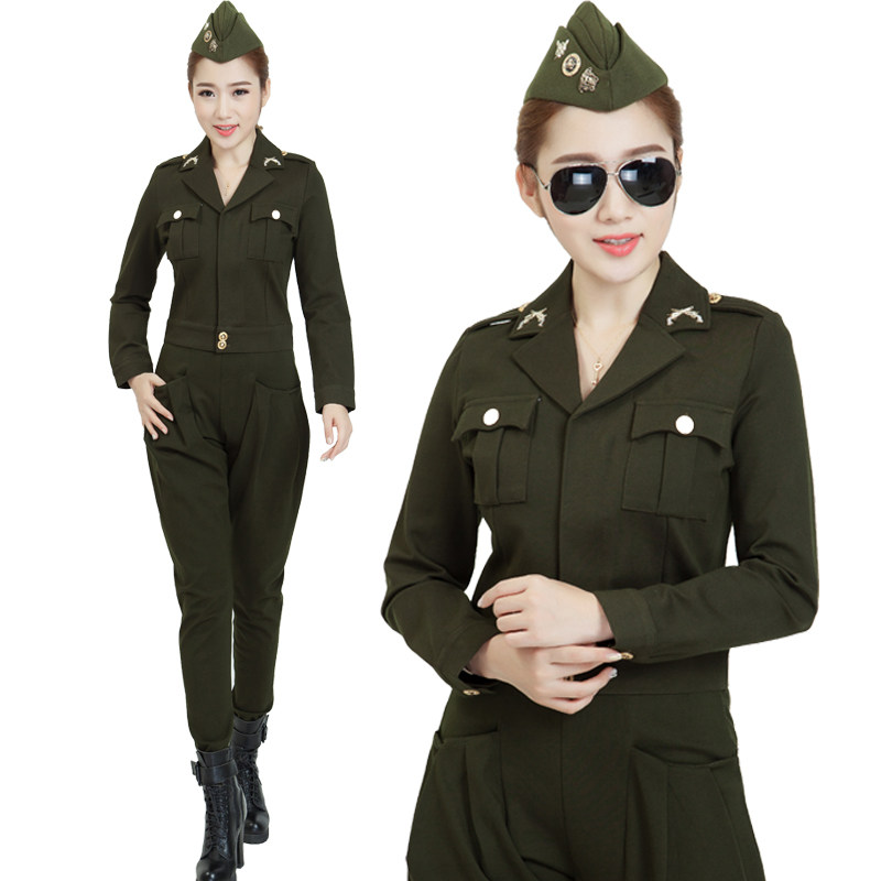 正品新款水兵舞军统特工服女装弹力针织棉军迷户外修身小翻领外套