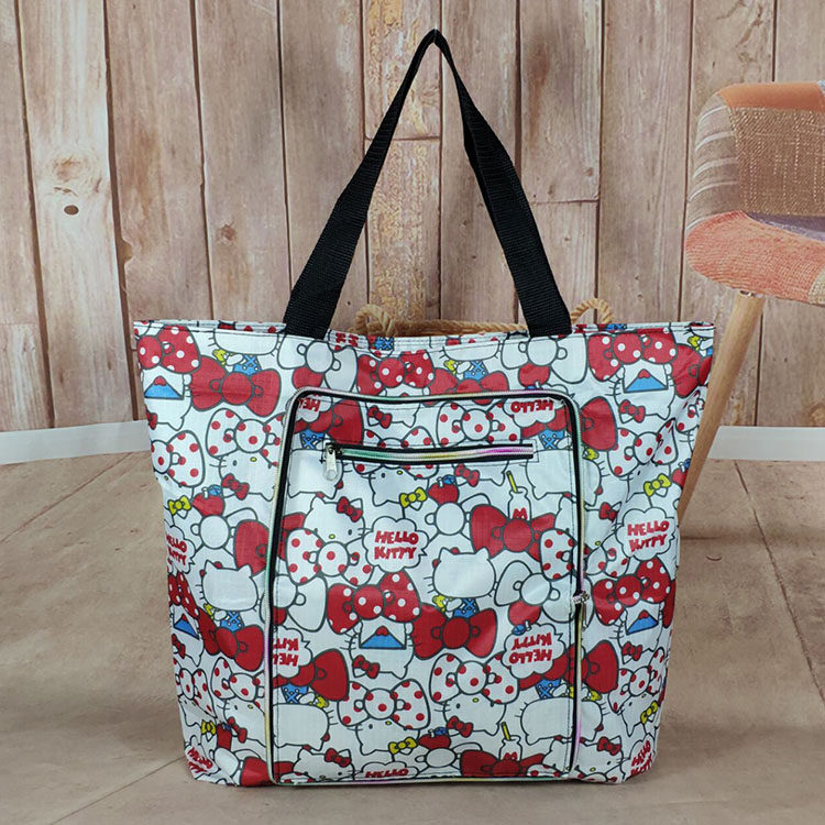 防水手提折叠包带内衬里布收纳袋拉链妈咪袋购物环保袋外出旅行袋