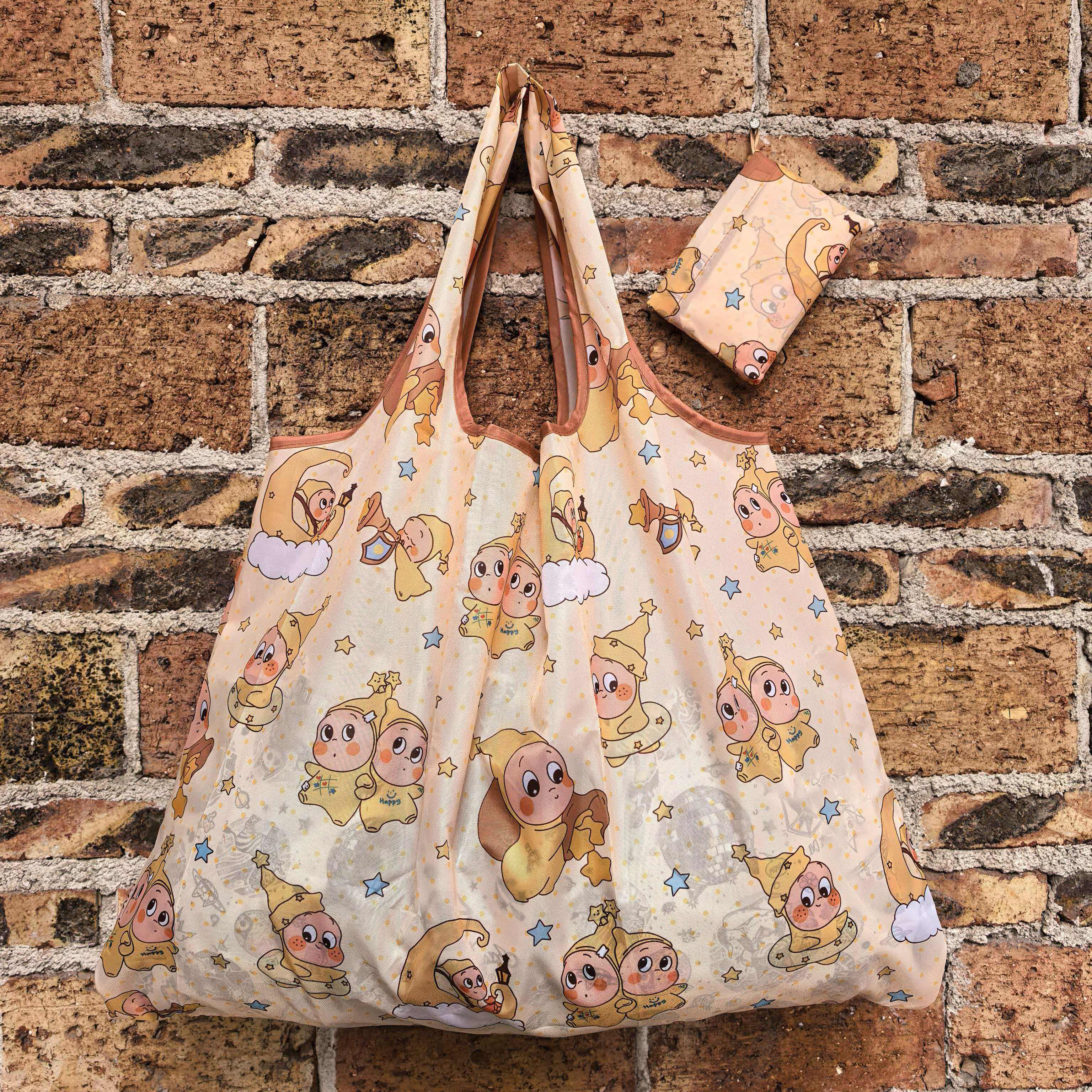 卡通星星人大容量折叠便携布购物袋子超市买菜手提环保包轻薄收纳