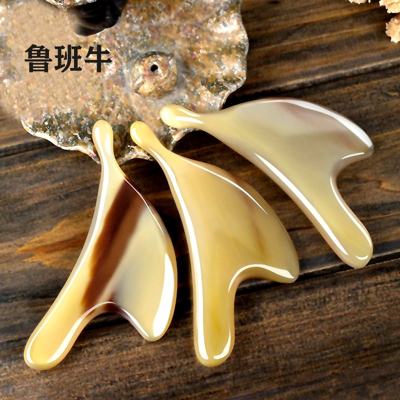 面部提拉刮脸白水牛角刮痧板天然