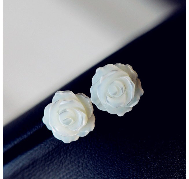 天然珍珠贝壳玫瑰耳钉 *特价* 天然贝壳耳钉 荧彩贝壳玫瑰耳钉