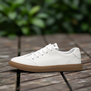 夏季真皮小白鞋男士新款软底舒适透气百搭休闲皮鞋英伦风潮流板鞋
