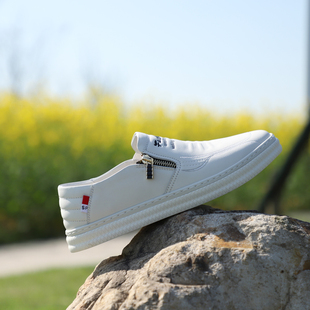 38码春秋季真皮男鞋一脚蹬软皮英伦百搭休闲鞋时尚舒适透气皮鞋