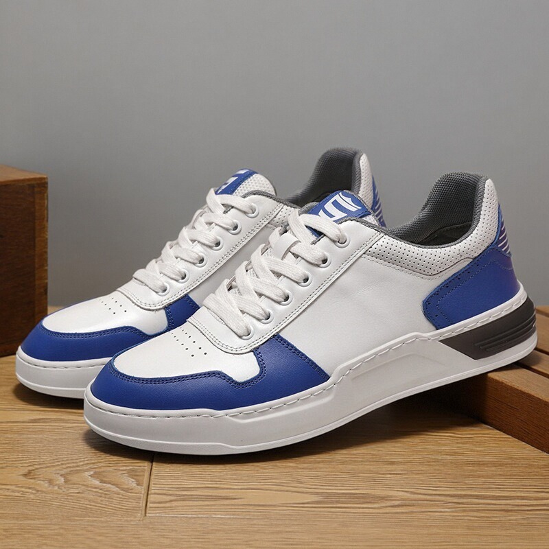高档男士休闲板鞋真皮透气舒适时尚拼色运动鞋学生春秋百搭潮流鞋
