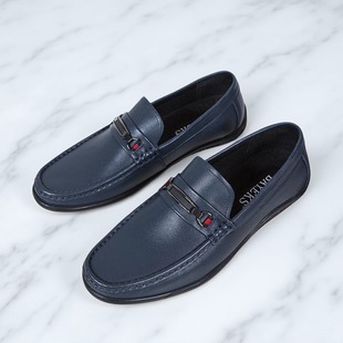 豆豆鞋男真皮软底软皮懒人一脚蹬春季男款高档透气休闲皮鞋驾车鞋