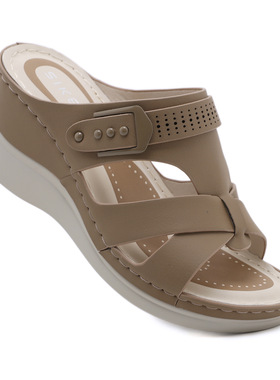 JS6331-2亚马逊2025年春夏新款舒适休闲坡跟沙滩外穿凉拖女鞋