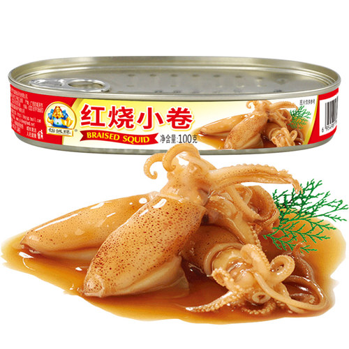 怡诚小卷香辣即食鱿鱼仔海鲜罐头
