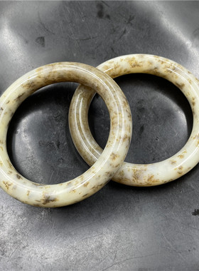 华夏美玉 天然和田玉圆条手镯 女款糖玉镯子