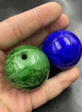 华夏美玉 40毫米干青大珠子圆珠散珠 蓝色珠子散批