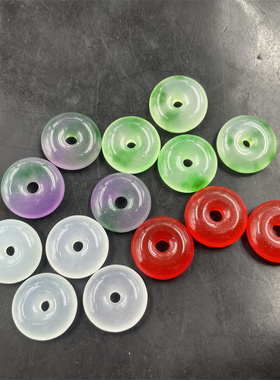 17毫米红色玉石平那口吊坠 绿飘花小号平安扣挂件 冰白色平安扣