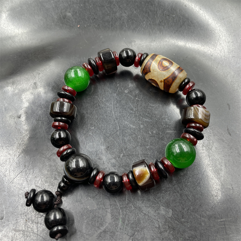 华夏美玉 三眼天珠玛瑙手链 老玛瑙手串 特价