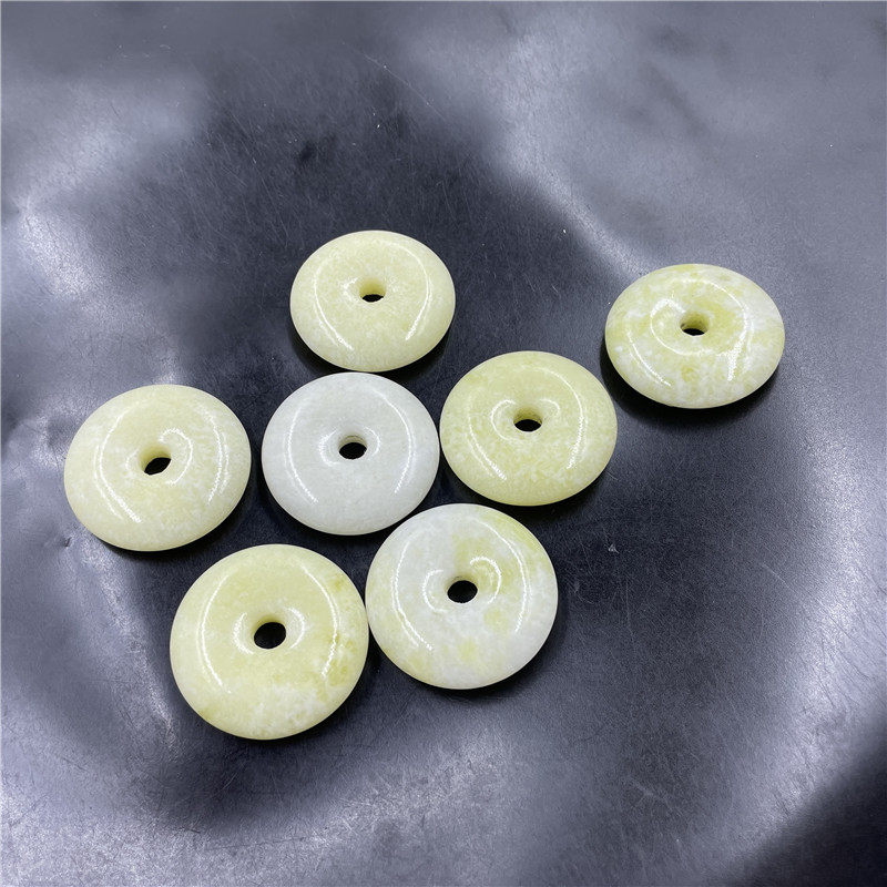 华夏美玉 天然玉石蓝田玉平安扣吊坠 姜花黄岫玉平安扣挂件 玉坠