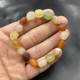 华夏美玉 纯天然彩色阿拉善原石玛瑙手链 女款玛瑙小手串