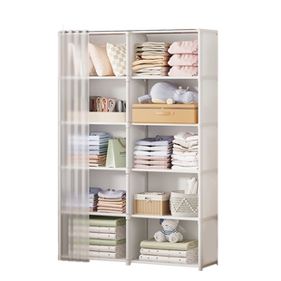 简易衣柜出租房卧室落地收纳柜子家用防尘带帘结实耐用收纳衣帽架