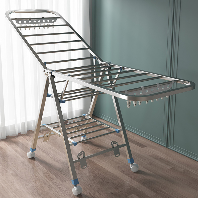 不锈钢晾衣架落地折叠卧室阳台晾衣架晒被子神器折叠式挂衣服架子