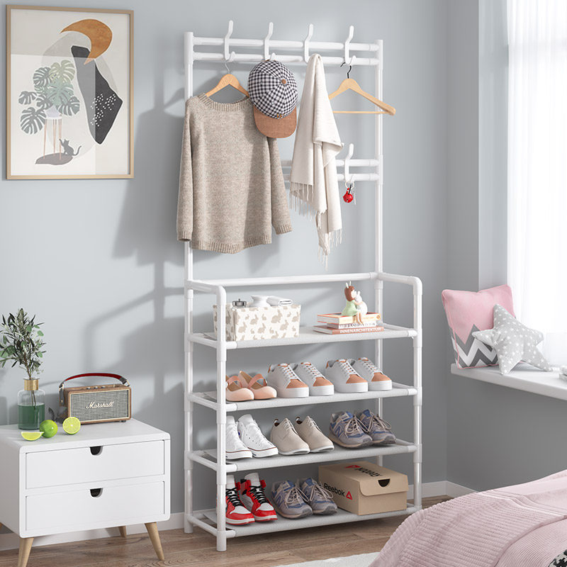 家用简易鞋帽架衣帽架鞋架挂衣架宿舍置地款经济收纳置物架多功能,住宅家具,鞋架,淘宝优惠券,粉丝福利购,淘宝优惠卷