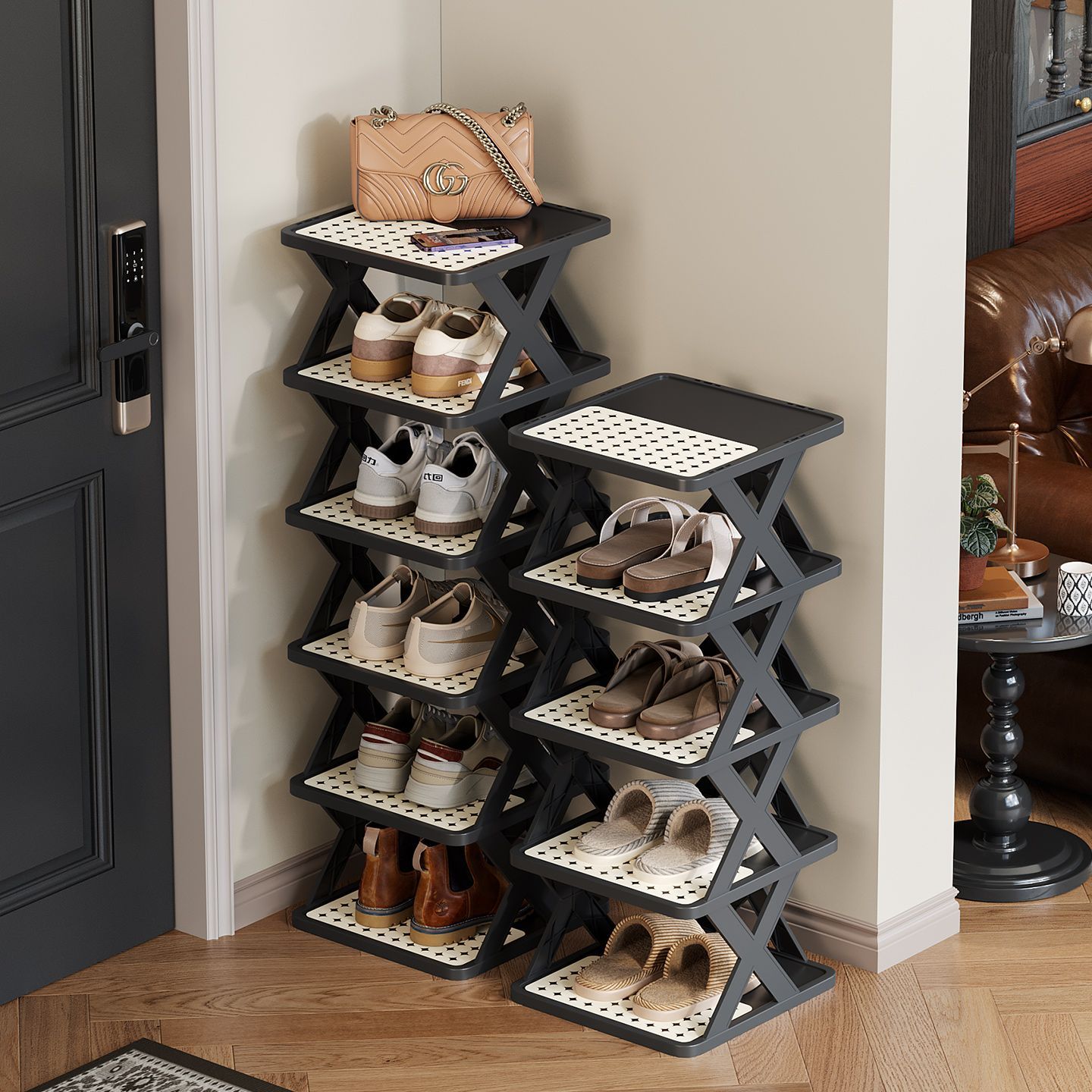 小窄门口多层简易鞋架