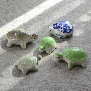 景德镇陶瓷鱼缸水池造景 花盆装饰 水面漂浮鱼 水中玩物陶瓷乌龟